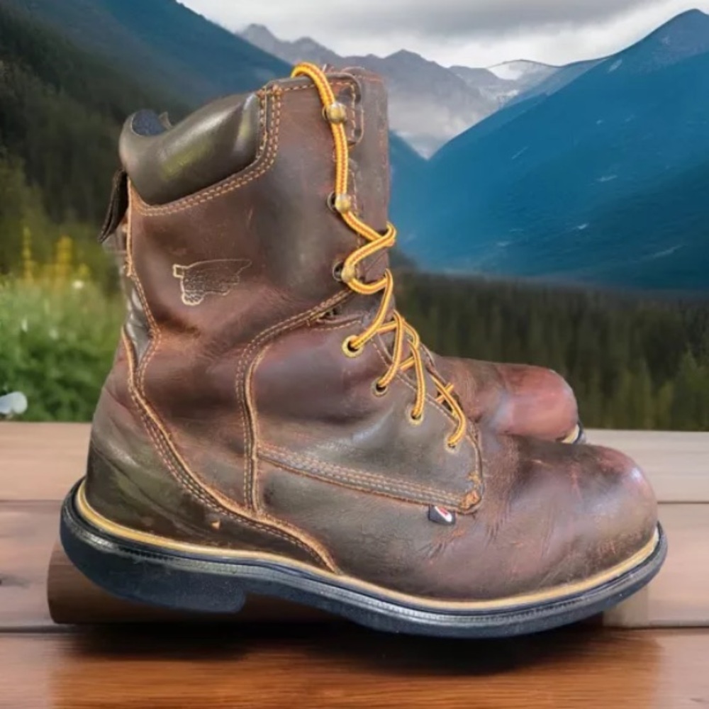 Red Wing Boots Mens Dynaforce Brown Leather Boots Safety Toe 4200 Size 11.5 B